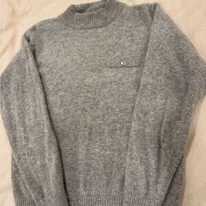 Karen Scott Gray Crewneck Sweater minimalist cozy style